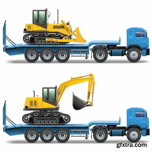 Collection of vector image of various transport truck vehicle business 25 Eps