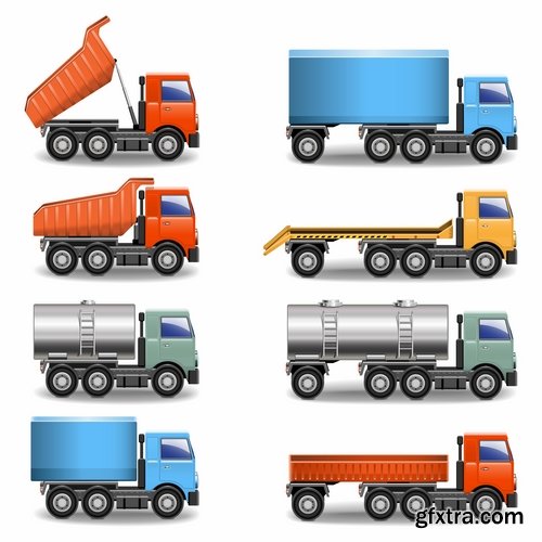 Collection of vector image of various transport truck vehicle business 25 Eps