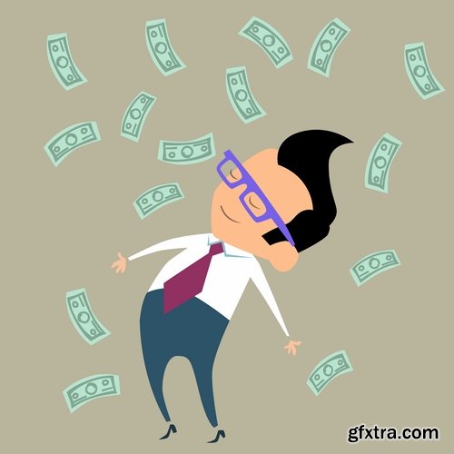 Collection of vector cartoon image of different professions infographics businessman #2-25 Eps