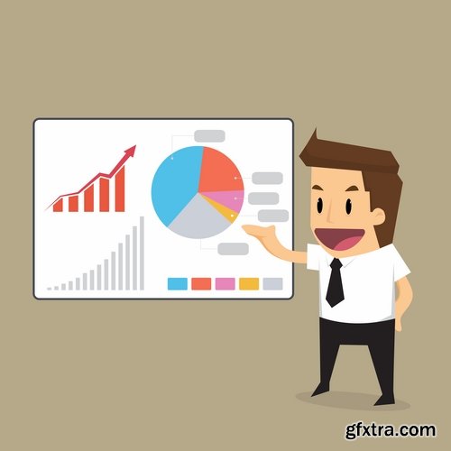 Collection of vector cartoon image of different professions infographics businessman #2-25 Eps