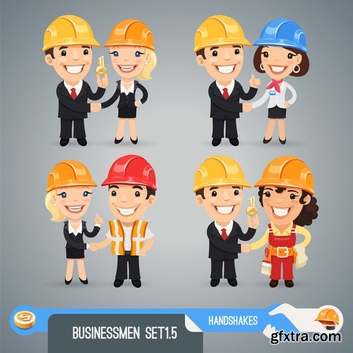 Collection of vector cartoon image of different professions infographics businessman #2-25 Eps