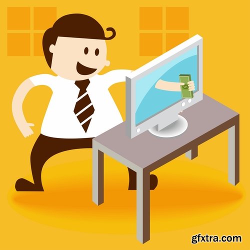 Collection of vector cartoon image of different professions infographics businessman #2-25 Eps