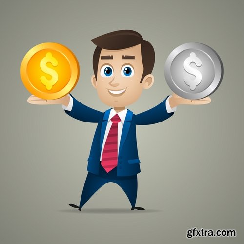 Collection of vector cartoon image of different professions infographics businessman #2-25 Eps