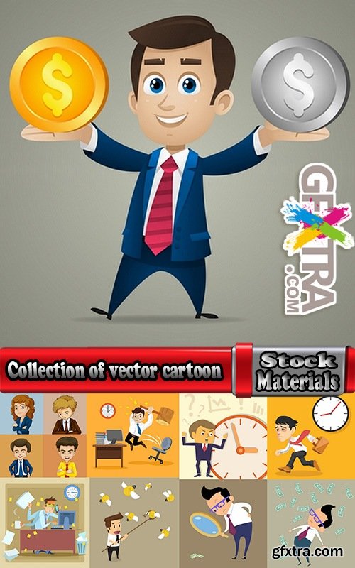 Collection of vector cartoon image of different professions infographics businessman #2-25 Eps