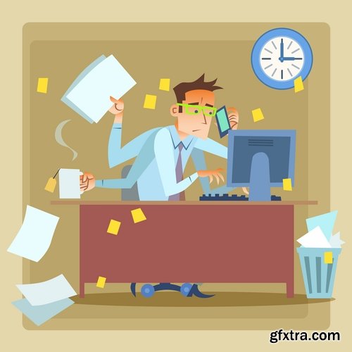 Collection of vector cartoon image of different professions infographics businessman #2-25 Eps