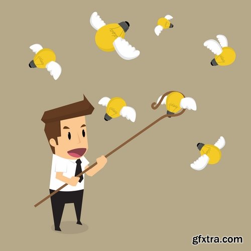 Collection of vector cartoon image of different professions infographics businessman #2-25 Eps