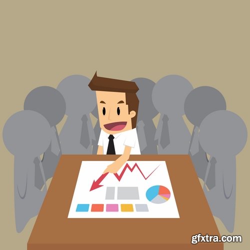 Collection of vector cartoon image of different professions infographics businessman #2-25 Eps