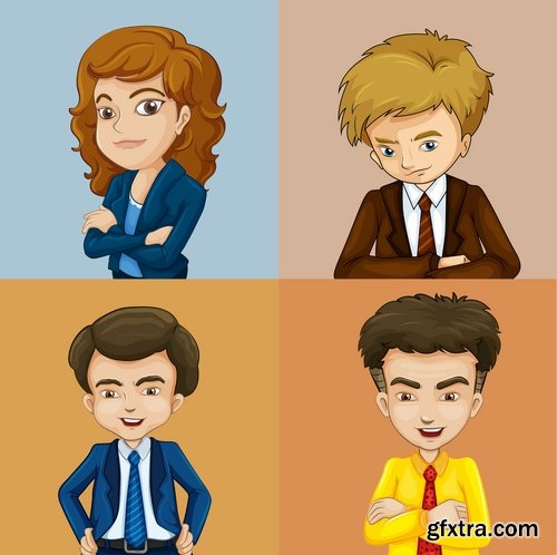 Collection of vector cartoon image of different professions infographics businessman #2-25 Eps