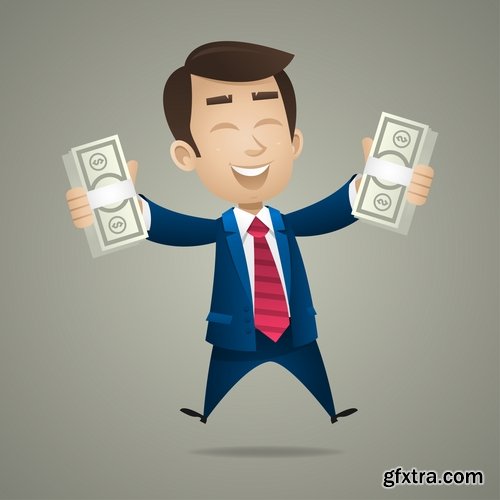 Collection of vector cartoon image of different professions infographics businessman #2-25 Eps