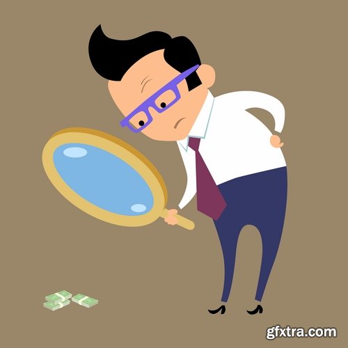 Collection of vector cartoon image of different professions infographics businessman #2-25 Eps