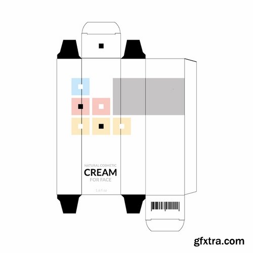 Collection of vector image template box packaging for bottles tubes capacitance 25 Eps