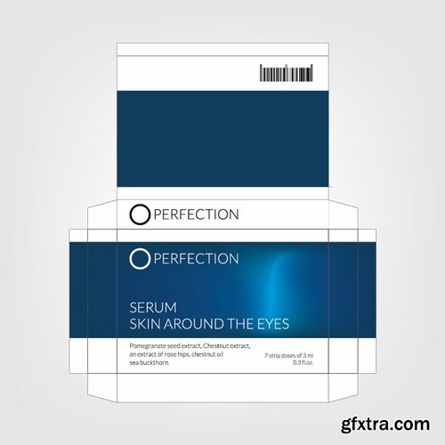 Collection of vector image template box packaging for bottles tubes capacitance 25 Eps