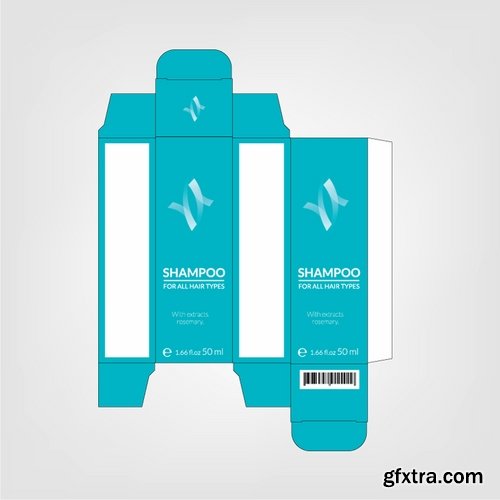 Collection of vector image template box packaging for bottles tubes capacitance 25 Eps