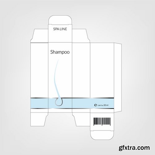 Collection of vector image template box packaging for bottles tubes capacitance 25 Eps