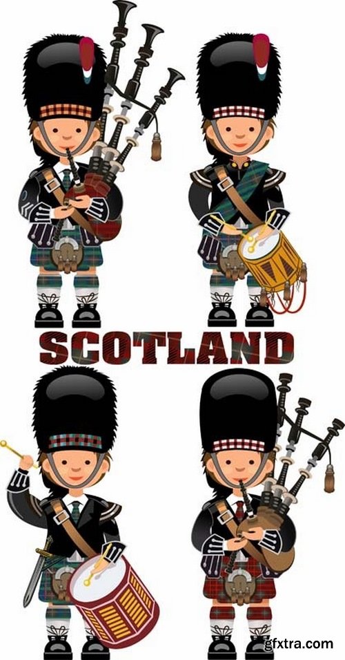 Collection of vector image Ethnic wind instrument Bagpipe 25 Eps