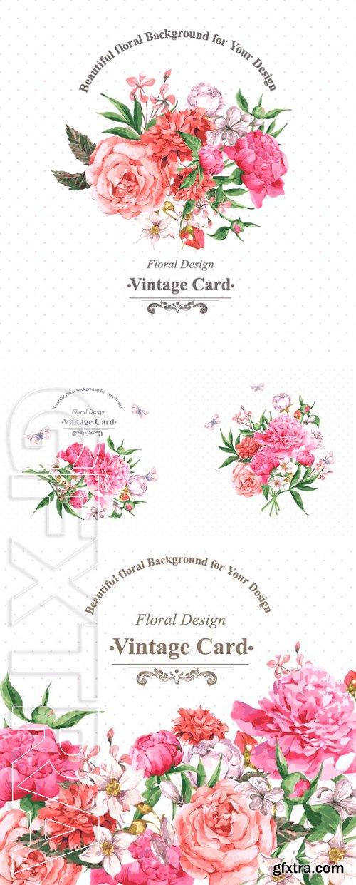 Stock Vectors - Roses, Wildflowers and Peonies, Vector Illustration on a White Background