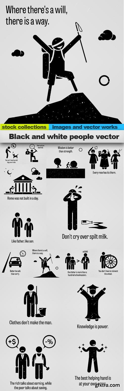 Black and white people vector, 15 x EPS