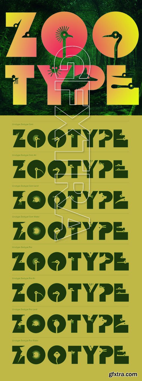 Linotype Zootype - Animal Heads Peek into the Letters 8xOTF $632