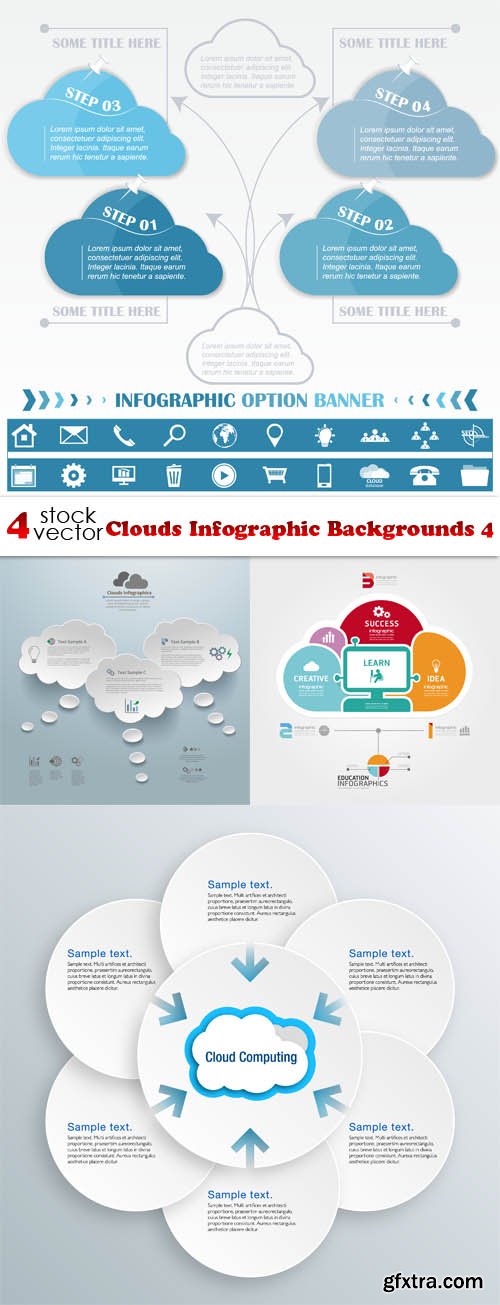 Vectors - Clouds Infographic Backgrounds 4