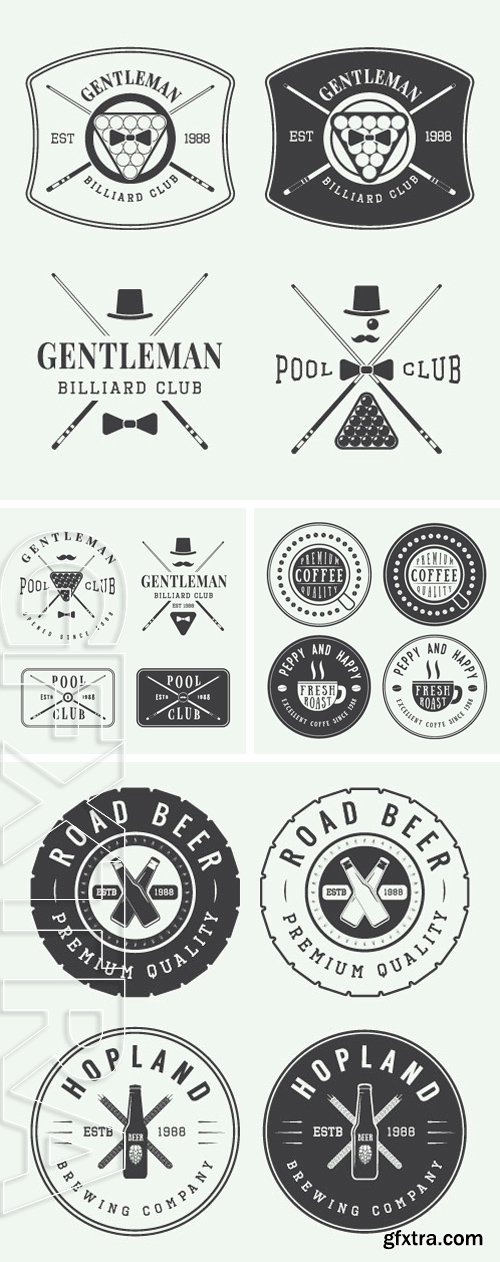 Stock Vectors - Set of vintage  labels, emblems and logos