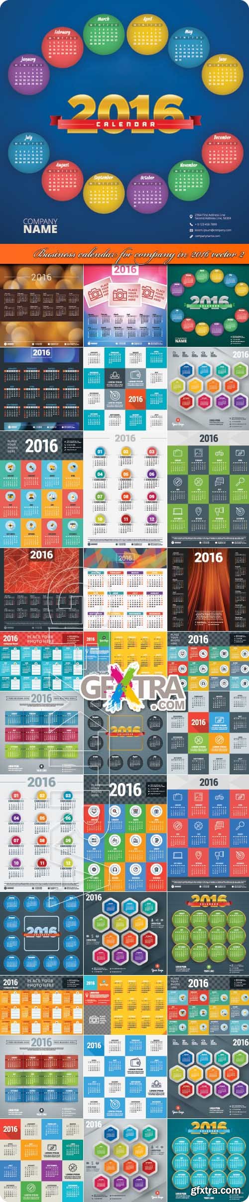 Business calendar for company in 2016 vector 2