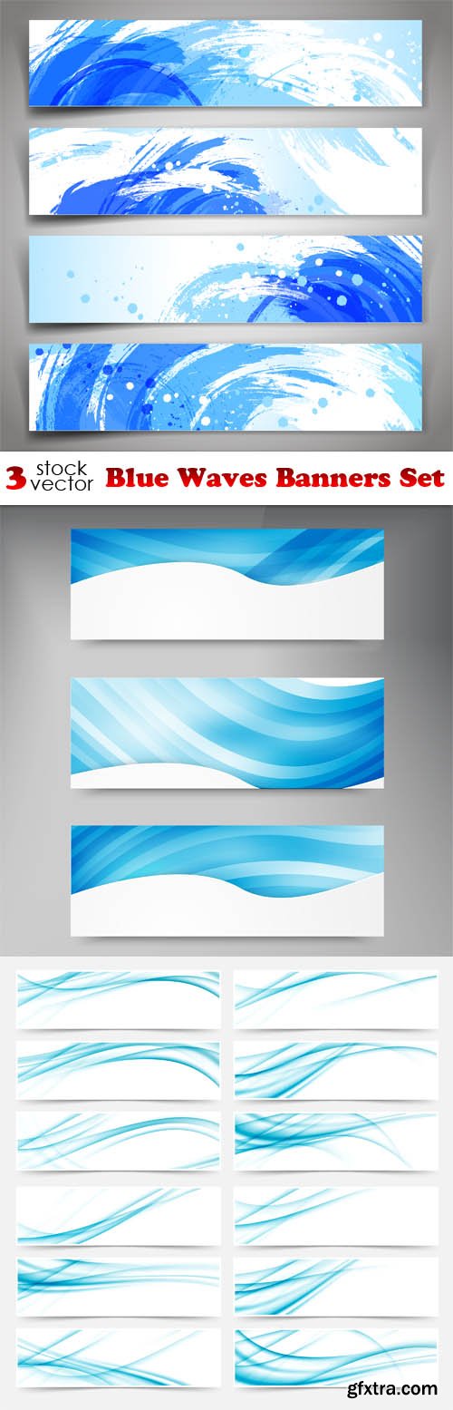 Vectors - Blue Waves Banners Set