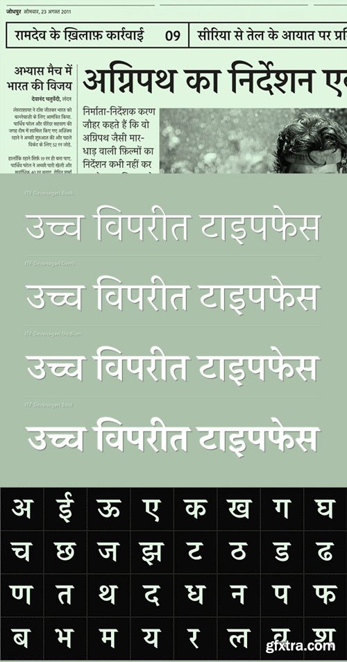 ITF Devanagari - Hindi, Marathi and Nepali Typeface 5xOTF $420