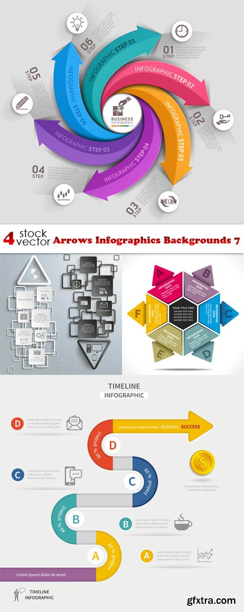 Vectors - Arrows Infographics Backgrounds 7