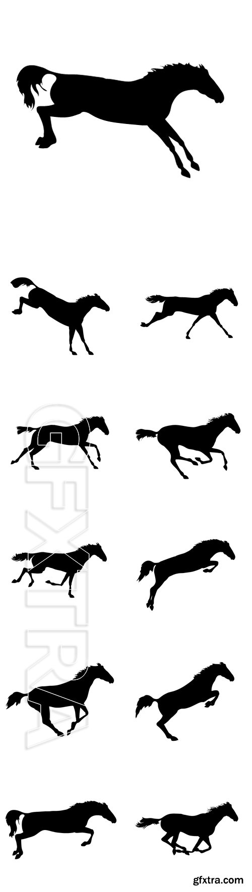 Stock Vectors - Vector horse images. Silhouette horse drawings. horse posters. Running horse silhouette. Silhouette of a horse head