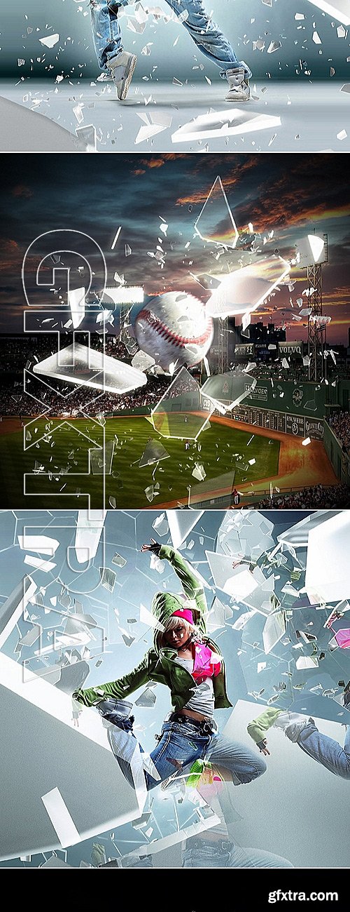 GraphicRiver - Shatter Glass Photoshop Action 11604784