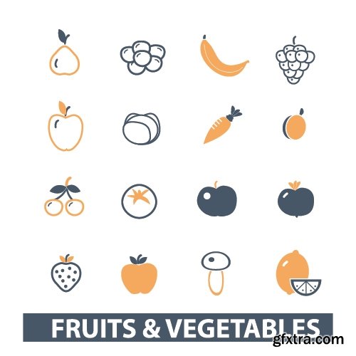 Collection of vector icons flat picture on various subjects 25 Eps