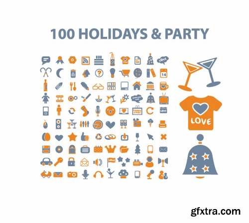 Collection of vector icons flat picture on various subjects 25 Eps