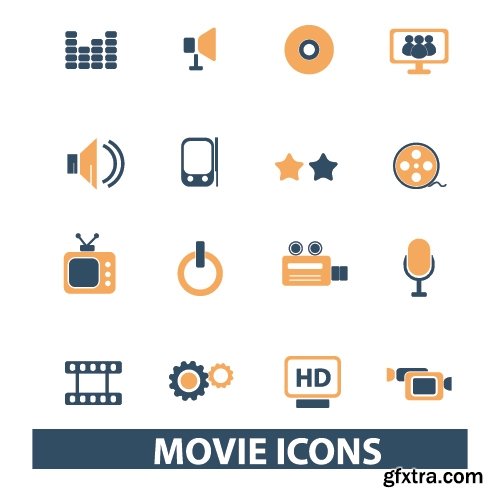 Collection of vector icons flat picture on various subjects 25 Eps