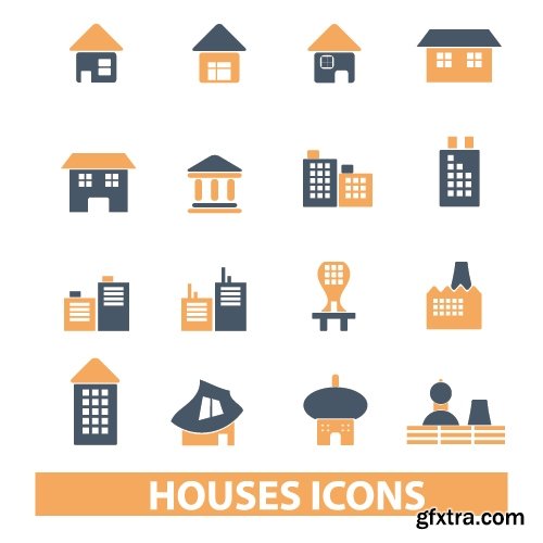 Collection of vector icons flat picture on various subjects 25 Eps