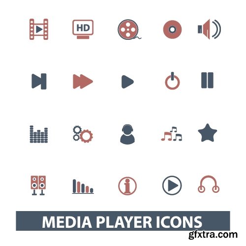 Collection of vector icons flat picture on various subjects 25 Eps