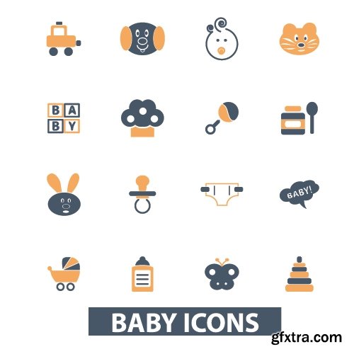 Collection of vector icons flat picture on various subjects 25 Eps