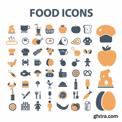 Collection of vector icons flat picture on various subjects 25 Eps