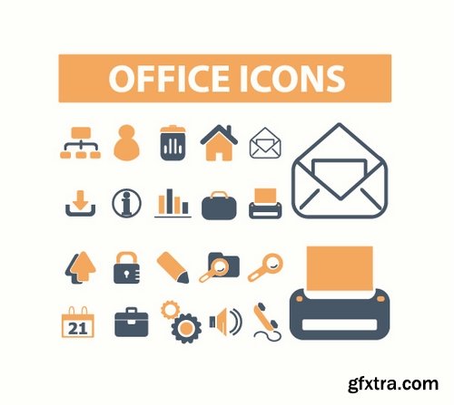 Collection of vector icons flat picture on various subjects 25 Eps