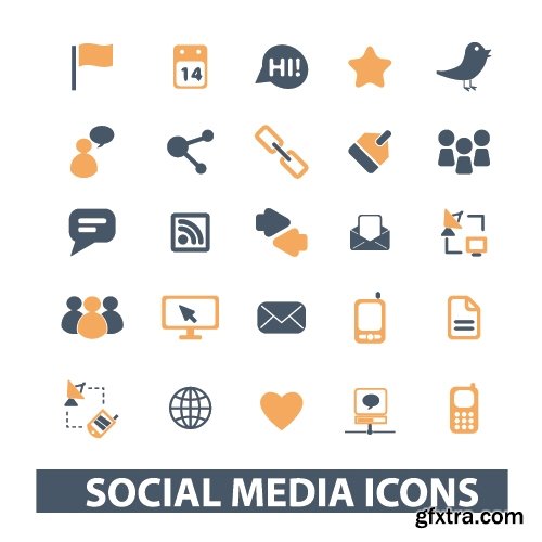 Collection of vector icons flat picture on various subjects 25 Eps