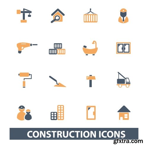 Collection of vector icons flat picture on various subjects 25 Eps