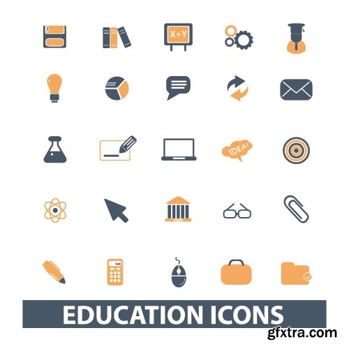 Collection of vector icons flat picture on various subjects 25 Eps