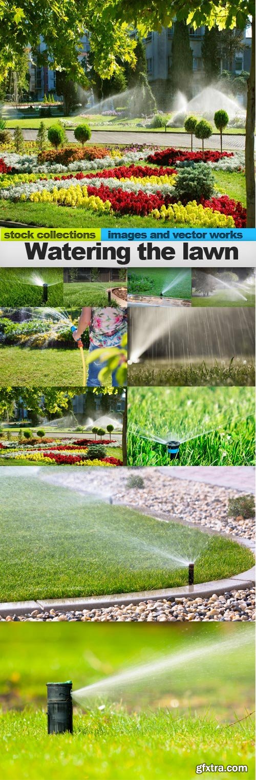 Watering the lawn, 10 x UHQ JPEG