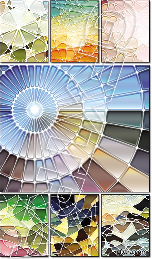 Abstract geometric mosaic banner set - Vector