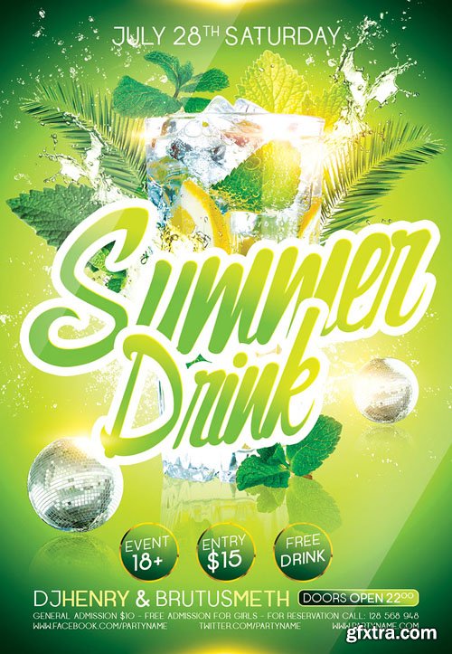 Summer Drink – Flyer PSD Template + Facebook Cover