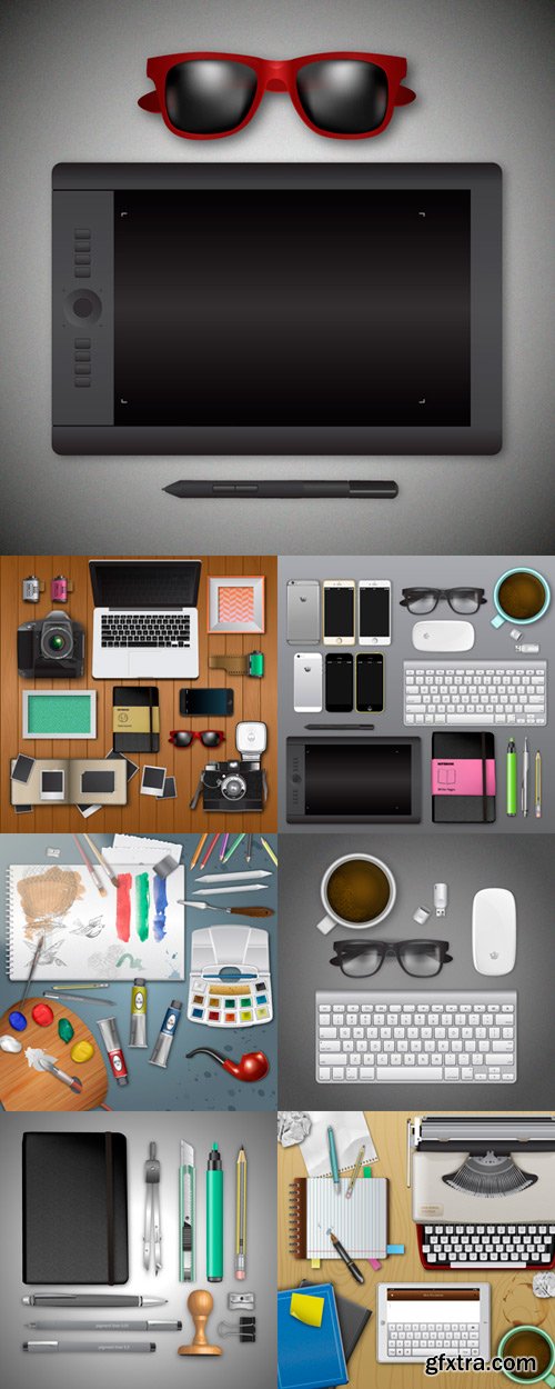 Realistic workplace vector graphics