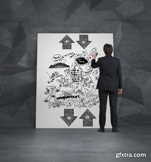 Stock Photos - Businessman Drawing, 25xJPG