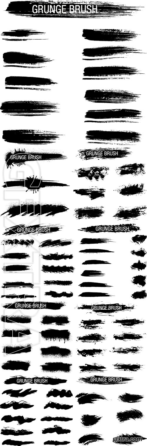 Stock Vectors - Vector set of grunge brush strokes