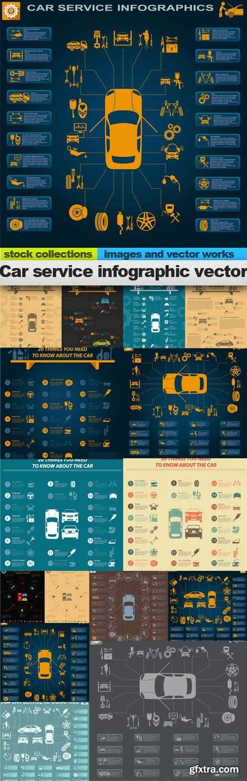 Car service infographic vector, 15 x EPS