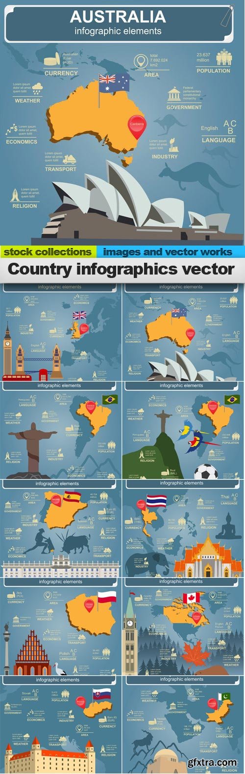 Country infographics vector, 10 x EPS