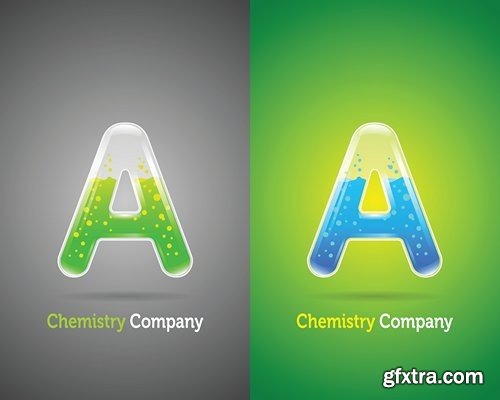 Stock Vectors - Test tubes alphabet colorful font style, 26xEPS